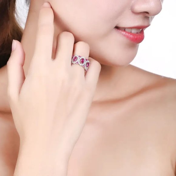 Elegant Sterling Silver 925 and Pink Gemstone Ring - Picture 4 of 4